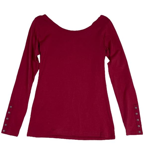 Matilda Jane Character Counts Shirt Maroon Long Sleeve Button Cuff Top Women's M - Picture 2 of 13